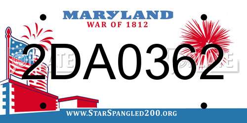 2DA0362 Maryland License Plate