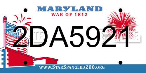 2DA5921 Maryland License Plate