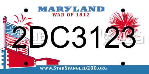 2DC3123 Maryland License Plate