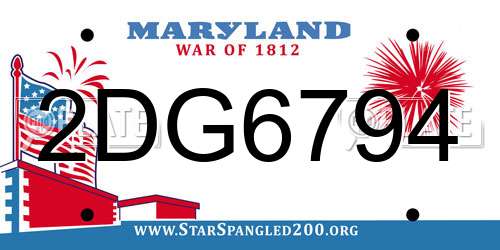 2DG6794 Maryland License Plate