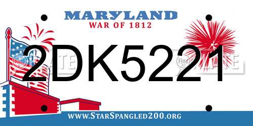 2DK5221 Maryland License Plate
