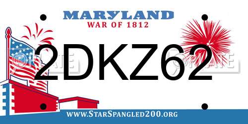 2DKZ62 Maryland License Plate