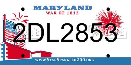 2DL2853 Maryland License Plate