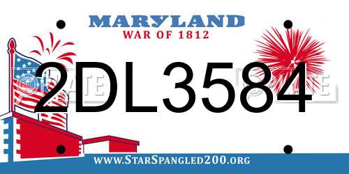 2DL3584 Maryland License Plate