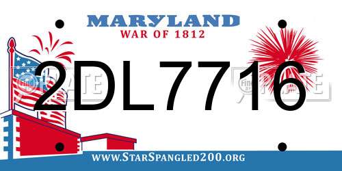 2DL7716 Maryland License Plate