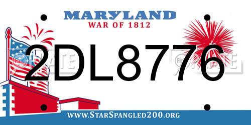 2DL8776 Maryland License Plate