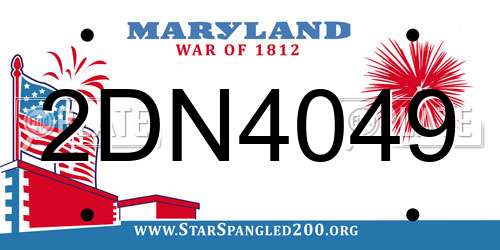 2DN4049 Maryland License Plate