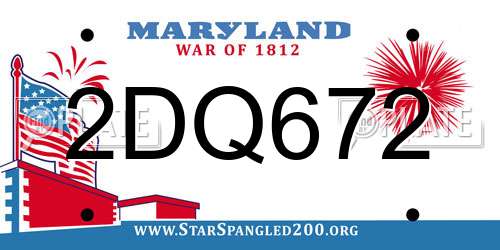 2DQ672 Maryland License Plate