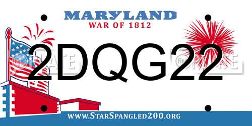2DQG22 Maryland License Plate
