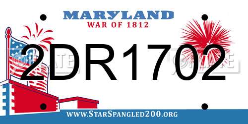2DR1702 Maryland License Plate