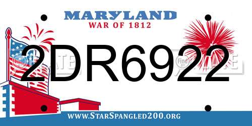 2DR6922 Maryland License Plate