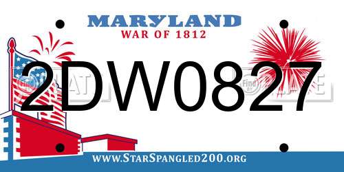 2DW0827 Maryland License Plate