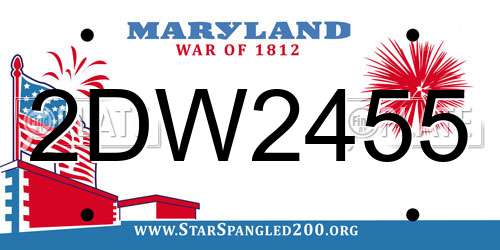 2DW2455 Maryland License Plate