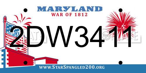2DW3411 Maryland License Plate