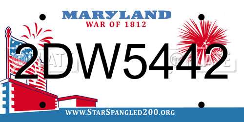 2DW5442 Maryland License Plate