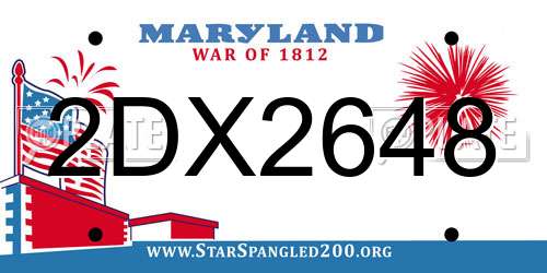 2DX2648 Maryland License Plate