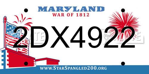 2DX4922 Maryland License Plate