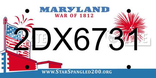 2DX6731 Maryland License Plate