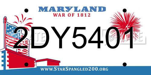2DY5401 Maryland License Plate