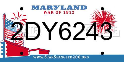 2DY6243 Maryland License Plate