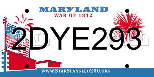 2DYE293 Maryland License Plate