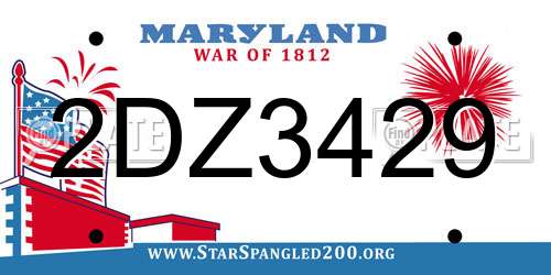 2DZ3429 Maryland License Plate
