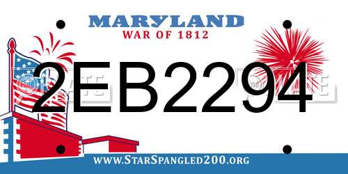 2EB2294 Maryland License Plate