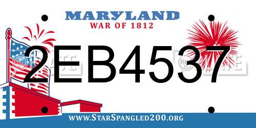 2EB4537 Maryland License Plate