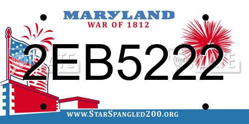 2EB5222 Maryland License Plate