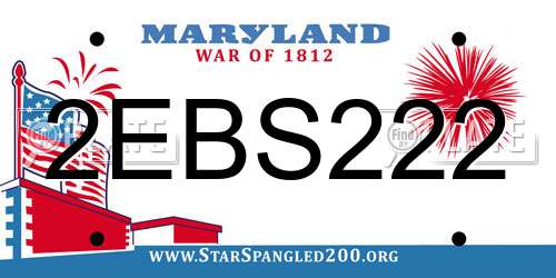 2EBS222 Maryland License Plate