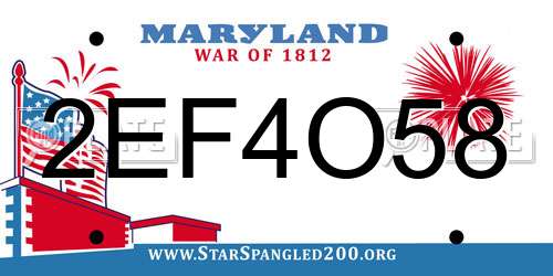 2EF4O58 Maryland License Plate