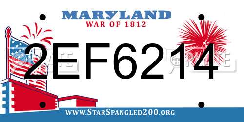 2EF6214 Maryland License Plate