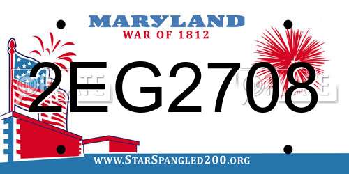 2EG2708 Maryland License Plate