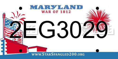 2EG3029 Maryland License Plate
