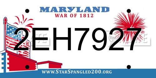 2EH7927 Maryland License Plate