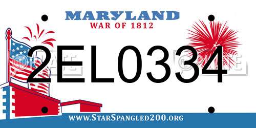 2EL0334 Maryland License Plate