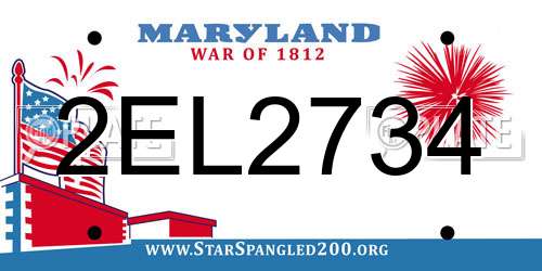 2EL2734 Maryland License Plate