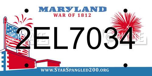 2EL7034 Maryland License Plate