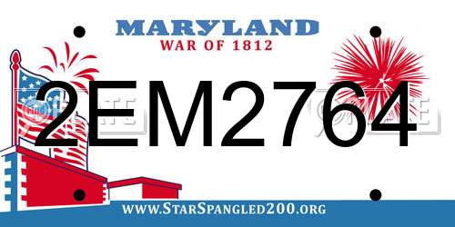2EM2764 Maryland License Plate