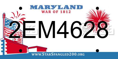2EM4628 Maryland License Plate