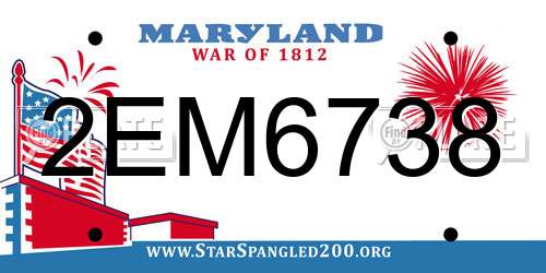 2EM6738 Maryland License Plate