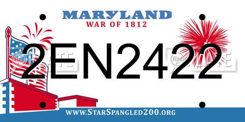 2EN2422 Maryland License Plate