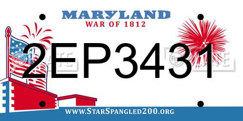 2EP3431 Maryland License Plate