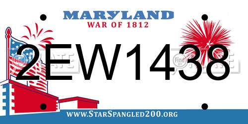 2EW1438 Maryland License Plate