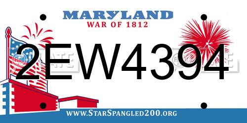 2EW4394 Maryland License Plate