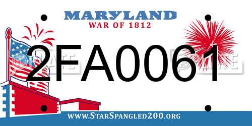 2FA0061 Maryland License Plate