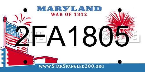 2FA1805 Maryland License Plate