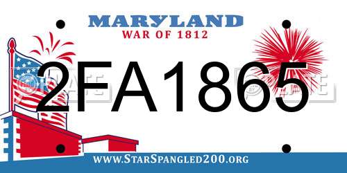 2FA1865 Maryland License Plate
