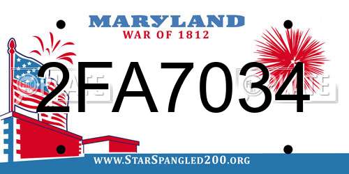 2FA7034 Maryland License Plate