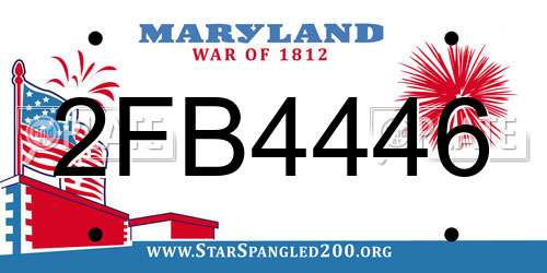 2FB4446 Maryland License Plate